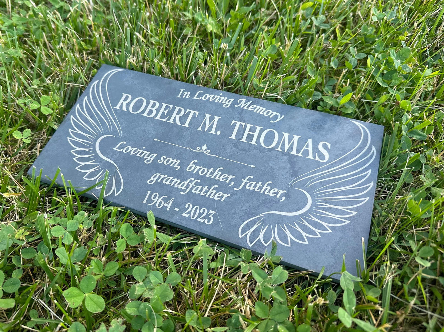 Custom Memorial Angel Wings Jesus Christ Stone Personalized Garden Angels God Indoor Outdoor Yard Grave Engraved Slate Headstone Marker