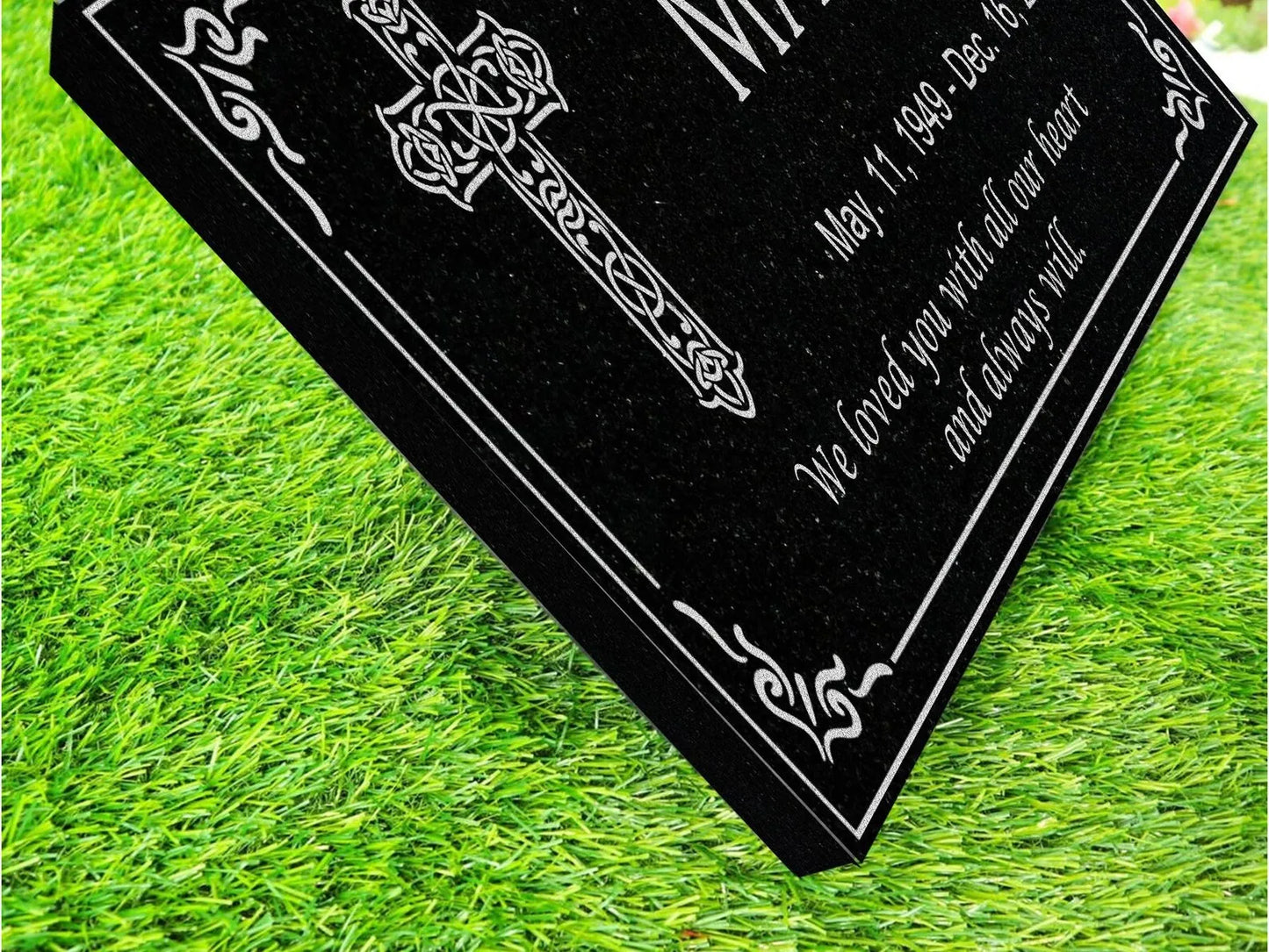 Personalized Black Granite Memorial Stone - Custom Grave Marker, Headstone, Condolence Gift Garden Memorial 6x12, 12x12, 12x18, 12x24 1-inch