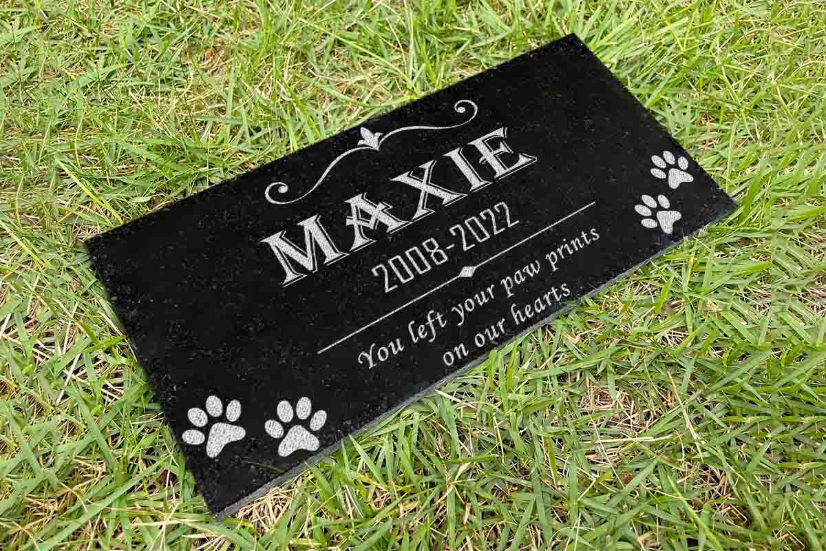 Custom Pet Memorial Stone Black Granite, Personalized 6x12 12x12 12x18 12x24 Dog Memorial, Pet Grave Marker Dog Cat Horse Lizard Headstone