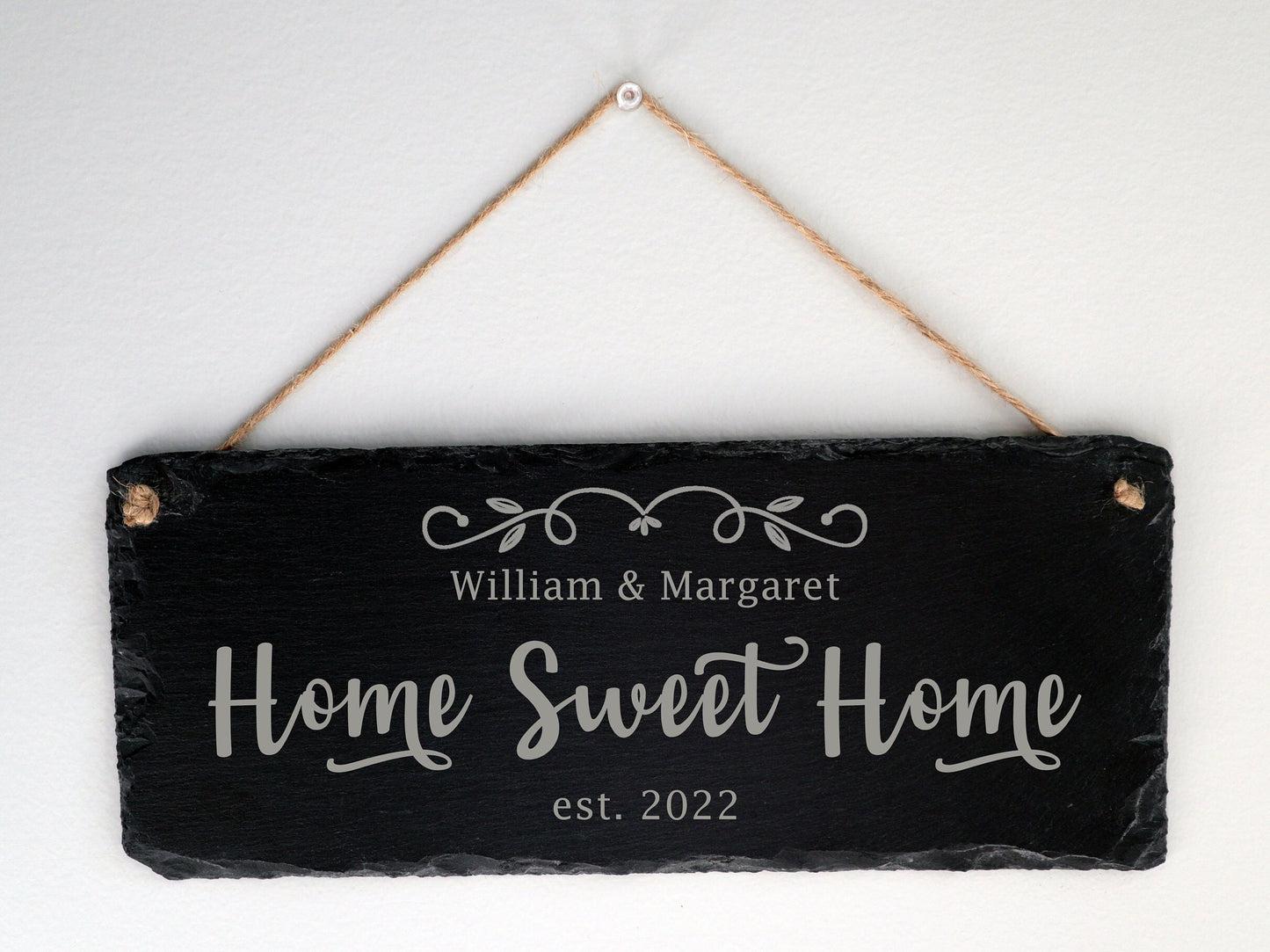 Personalized Slate Rock Home Sweet Home Wall Décor Slate Board 12x5 inch, Wedding, House Warming, Personalized Family Gift, Realtor Closing Gift