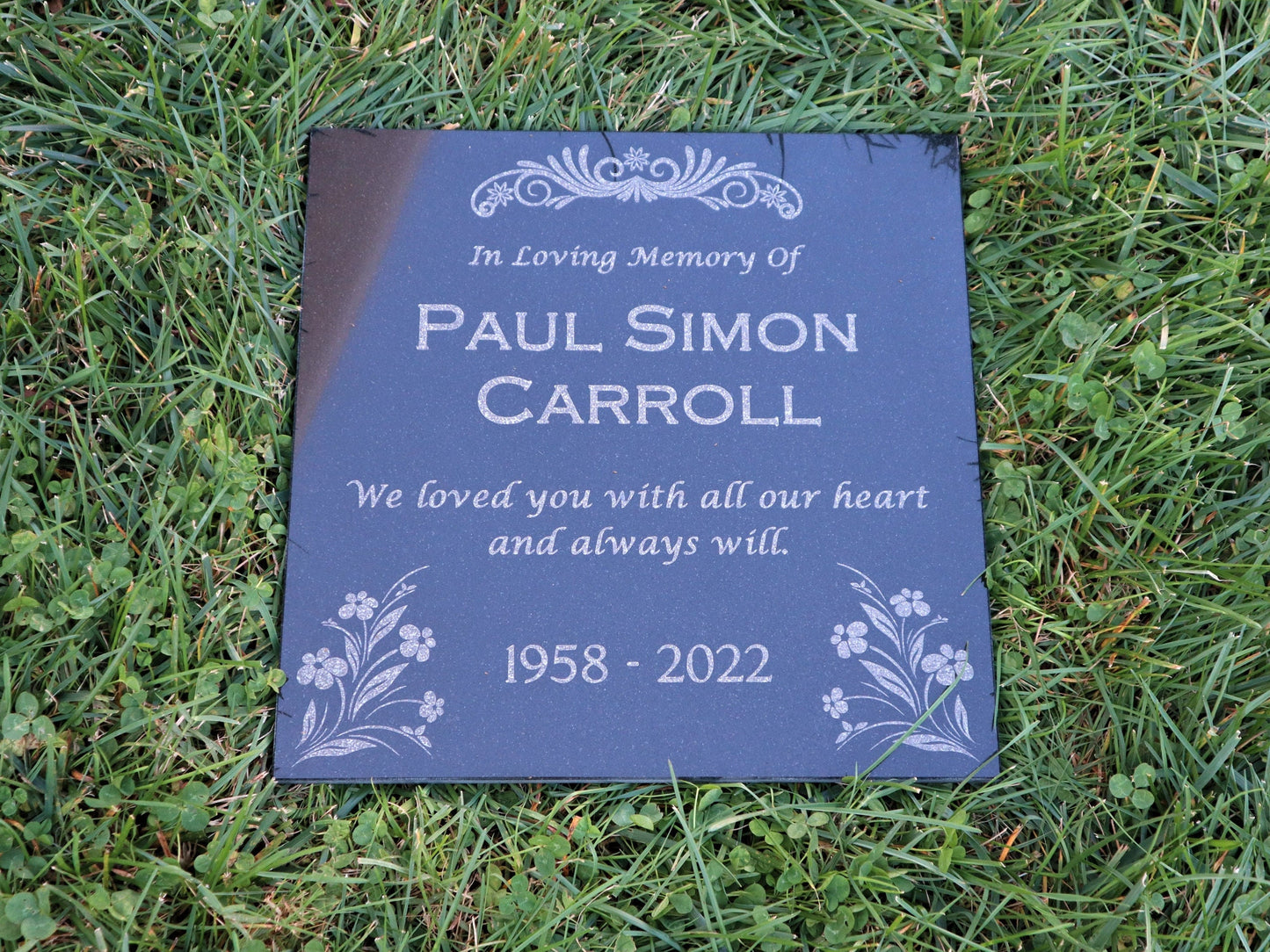 Custom Memorial Stone Black Granite, Memorial Grave Marker Headstone, Condolences Garden Marker