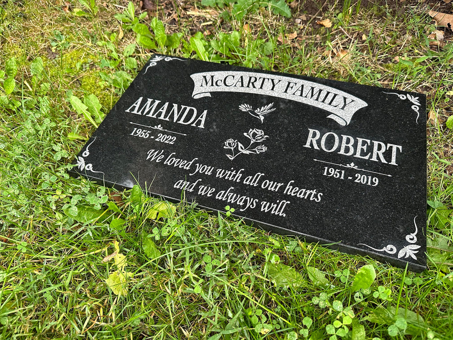 Custom Memorial Granite Thick Stone 18x12 12x20 12x24 inches Memorial Grave Marker Headstone Garden Marker Cemetery Standard Tombstone