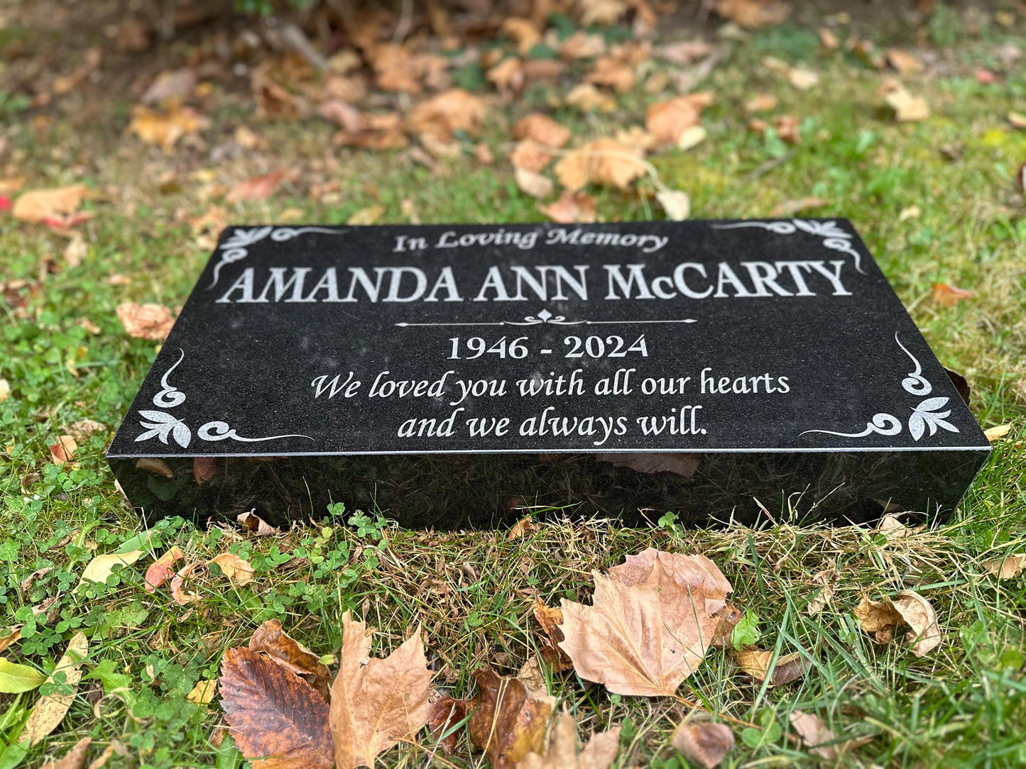 Memorial Stone for Mom Dad, Personalized 24" x 12" x 4" Memorial Stone, Customized Engraved Granite Stone, Personalized Cemetery Memorial