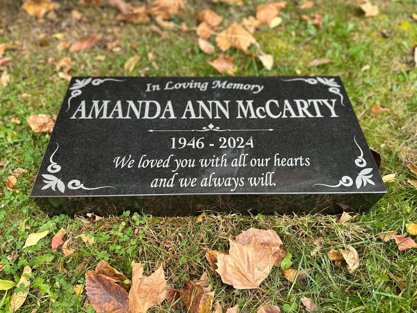 Memorial Stone for Mom Dad, Personalized 24" x 12" x 4" Memorial Stone, Customized Engraved Granite Stone, Personalized Cemetery Memorial