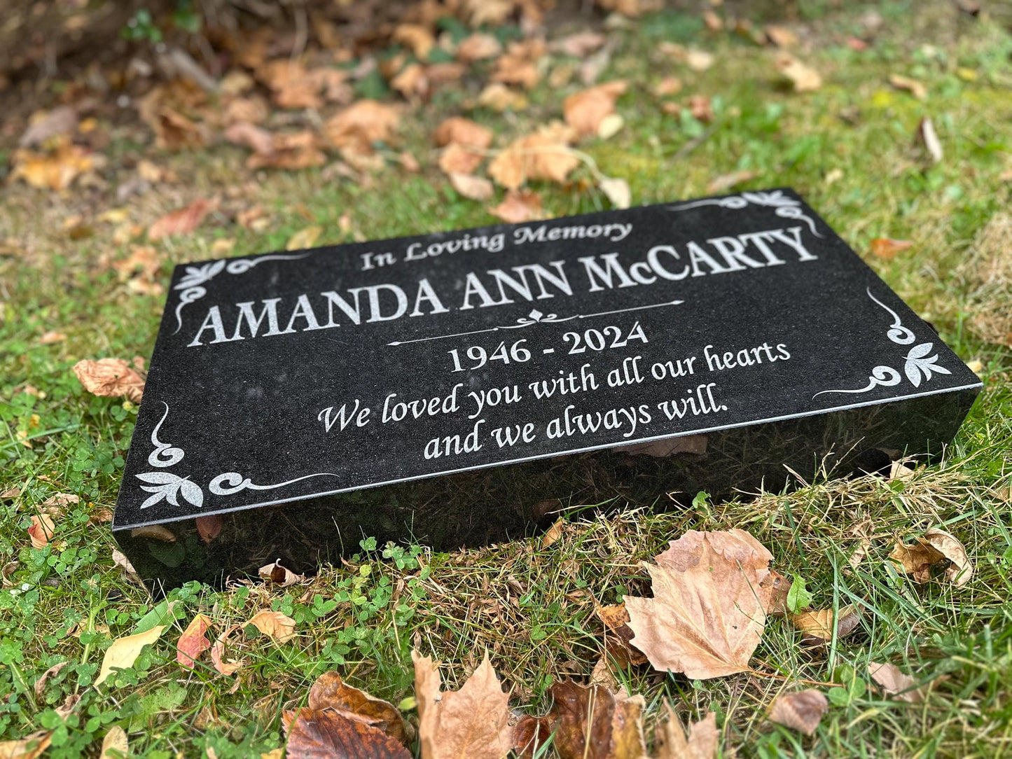 Memorial Stone for Mom Dad, Personalized 24" x 12" x 4" Memorial Stone, Customized Engraved Granite Stone, Personalized Cemetery Memorial
