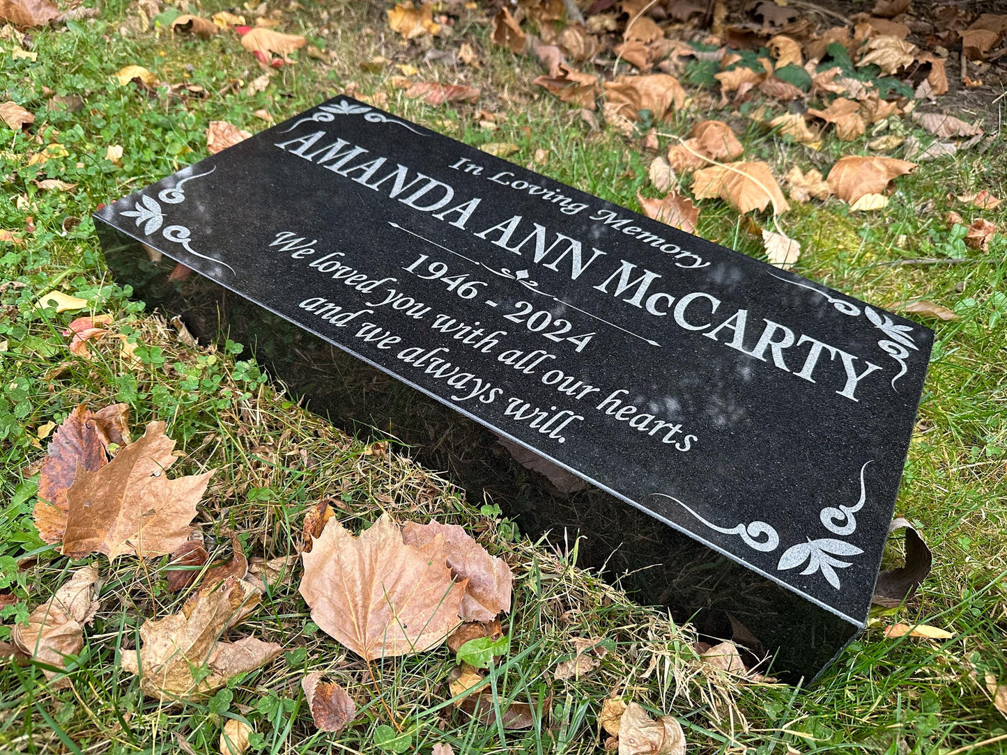 Memorial Stone for Mom Dad, Personalized 24" x 12" x 4" Memorial Stone, Customized Engraved Granite Stone, Personalized Cemetery Memorial
