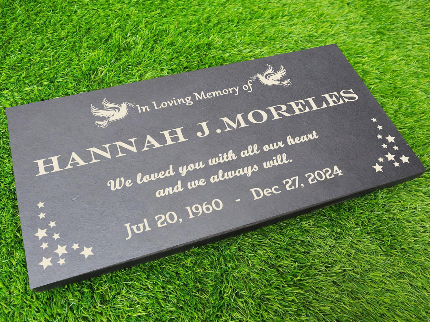 Custom Memorial Gray Slate Thick Stone, Memorial Headstone Condolences Garden Marker Cemetery Tombstone