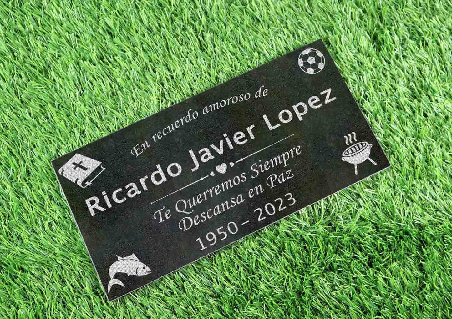 Custom Memorial Stone Black Granite Icon Design Personalized 6x12 12x12 12x18 12x24 Memorial Grave Marker Headstone Condolence Garden Marker