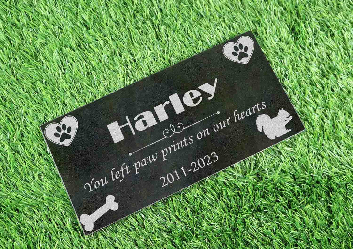 Custom Memorial Stone Black Granite Icon Design Personalized 6x12 12x12 12x18 12x24 Memorial Grave Marker Headstone Condolence Garden Marker