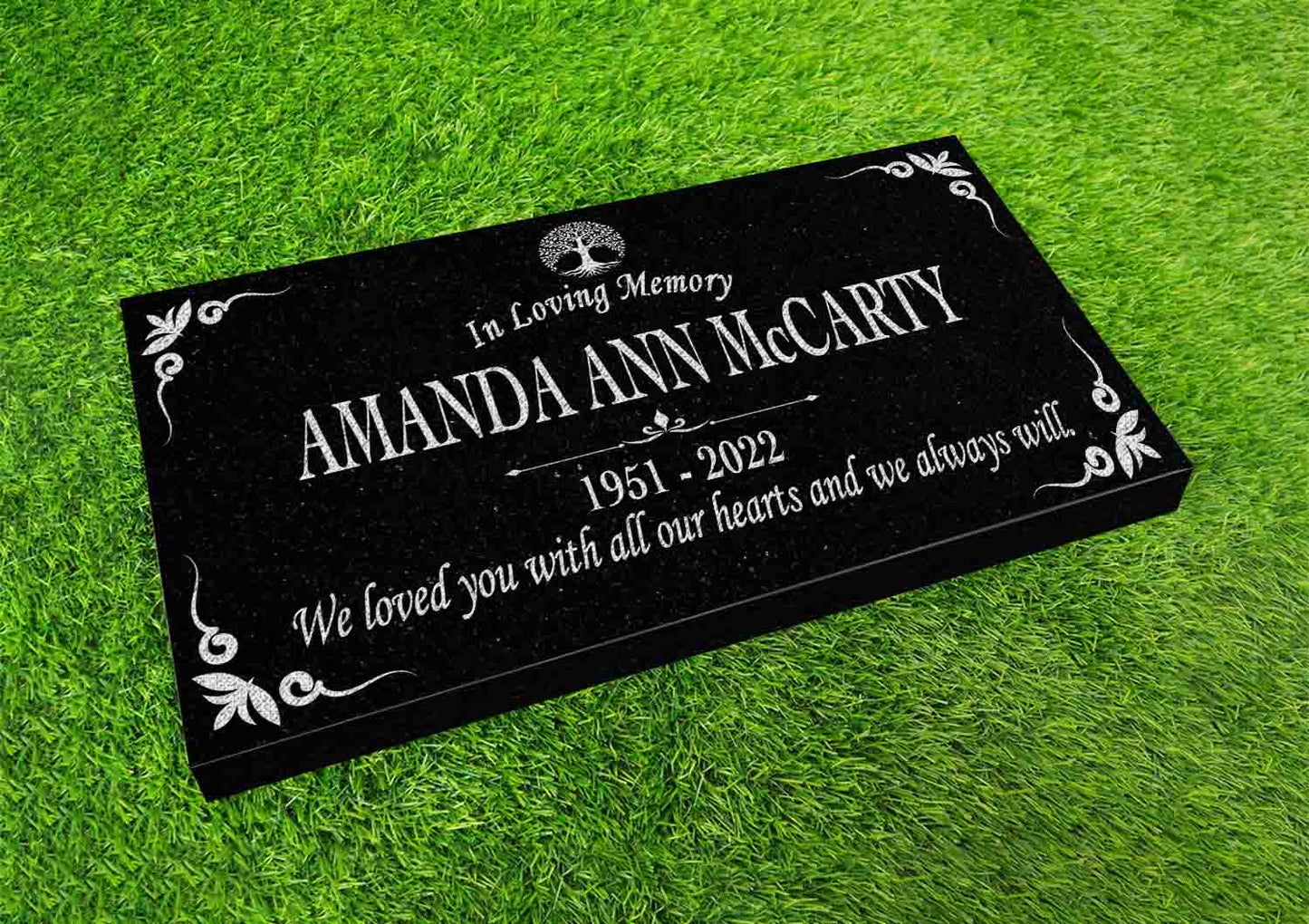 Memorial Stone for Mom Dad, Personalized 24" x 12" x 4" Memorial Stone, Customized Engraved Granite Stone, Personalized Cemetery Memorial