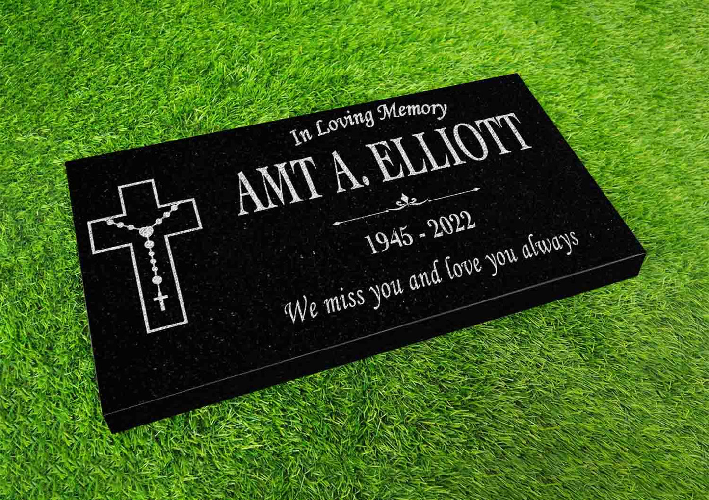 Memorial Stone for Mom Dad, Personalized 24" x 12" x 4" Memorial Stone, Customized Engraved Granite Stone, Personalized Cemetery Memorial