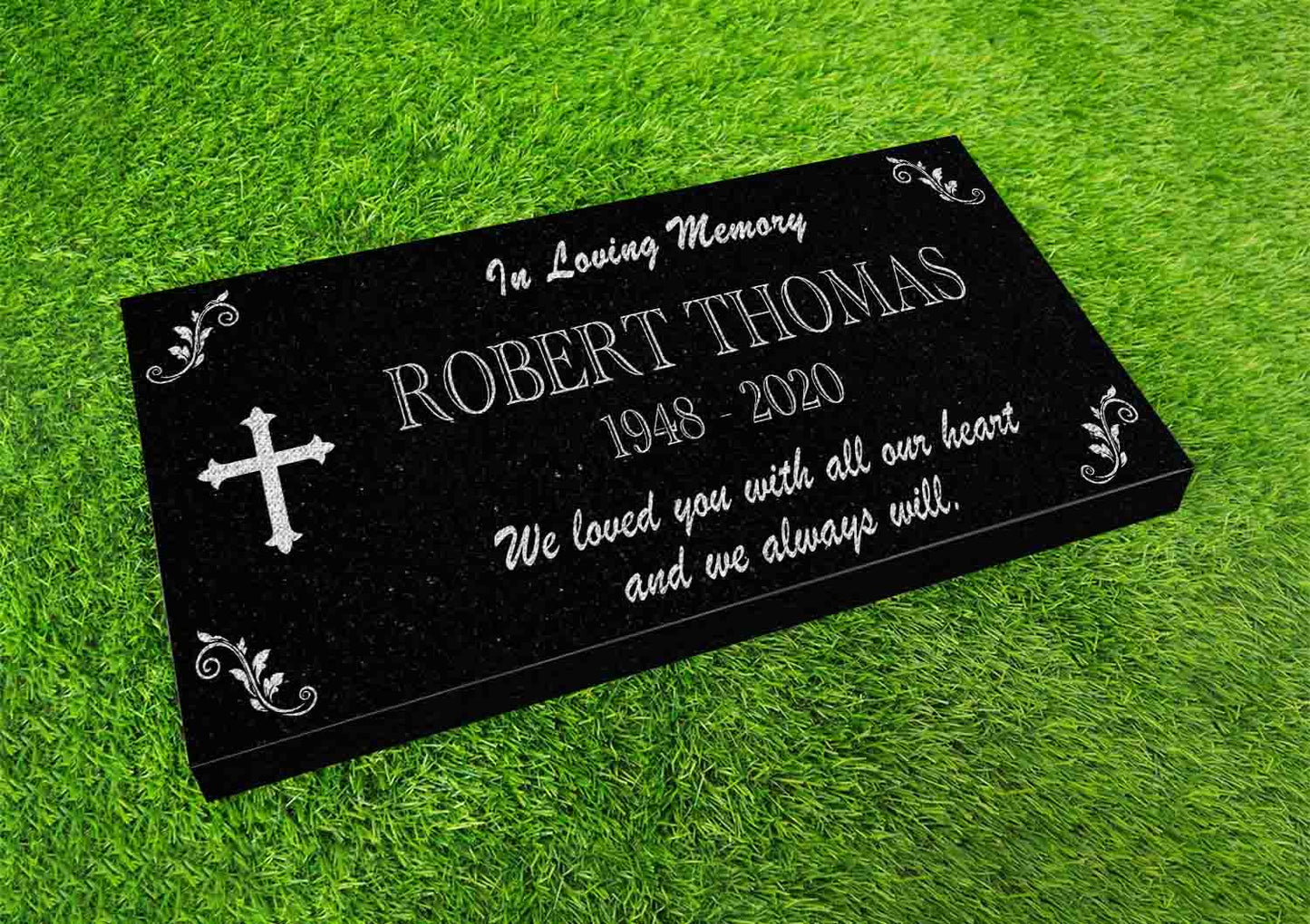 Memorial Stone for Mom Dad, Personalized 24" x 12" x 4" Memorial Stone, Customized Engraved Granite Stone, Personalized Cemetery Memorial
