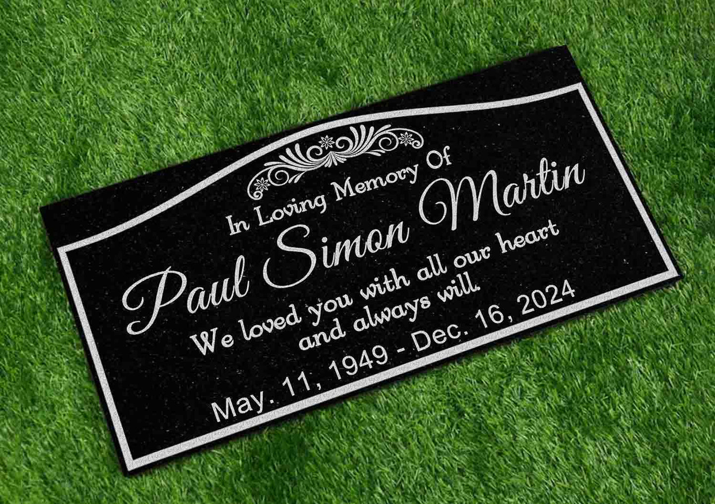 Personalized Black Granite Memorial Stone - Custom Grave Marker, Headstone, Condolence Gift Garden Memorial 6x12, 12x12, 12x18, 12x24 1-inch