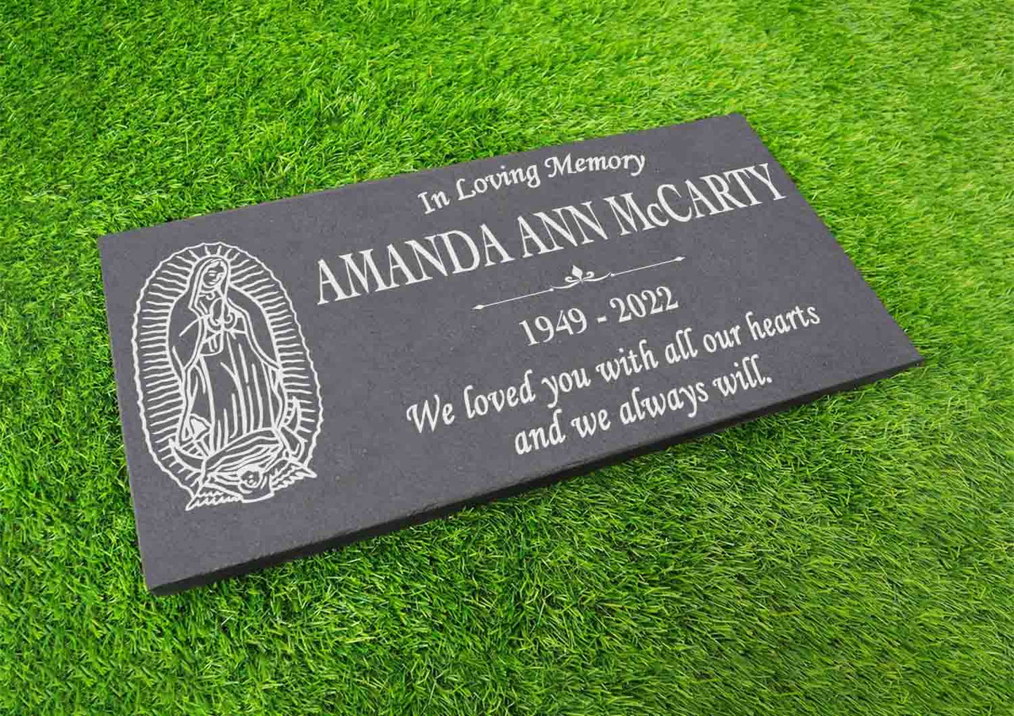 Memorial Stone Gray Slate for Mom Dad, Personalized In Loving Memory Memorial Stone, Engraved Customized Memorial Plaque,Garden Grave Marker