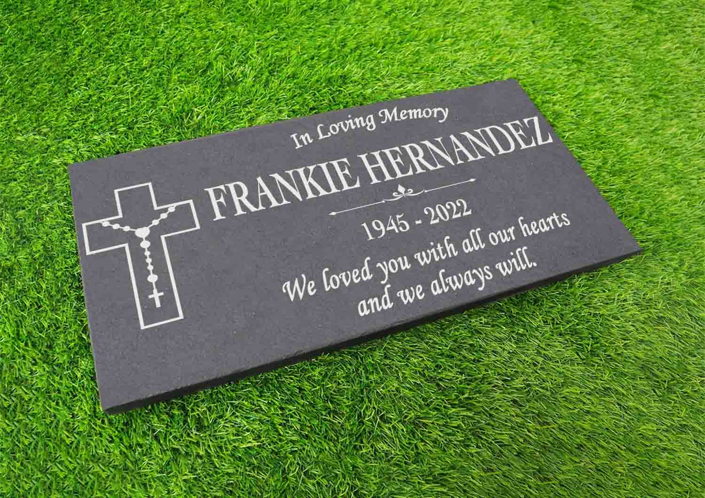 Memorial Stone Gray Slate for Mom Dad, Personalized In Loving Memory Memorial Stone, Engraved Customized Memorial Plaque,Garden Grave Marker