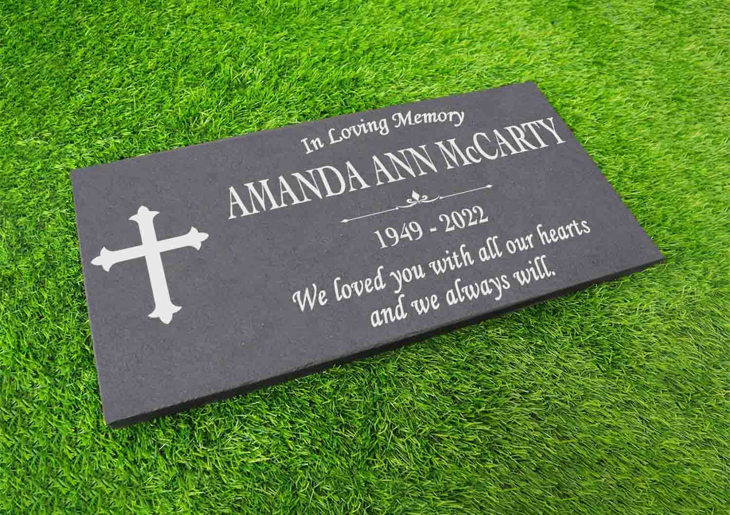Memorial Stone Gray Slate for Mom Dad, Personalized In Loving Memory Memorial Stone, Engraved Customized Memorial Plaque,Garden Grave Marker