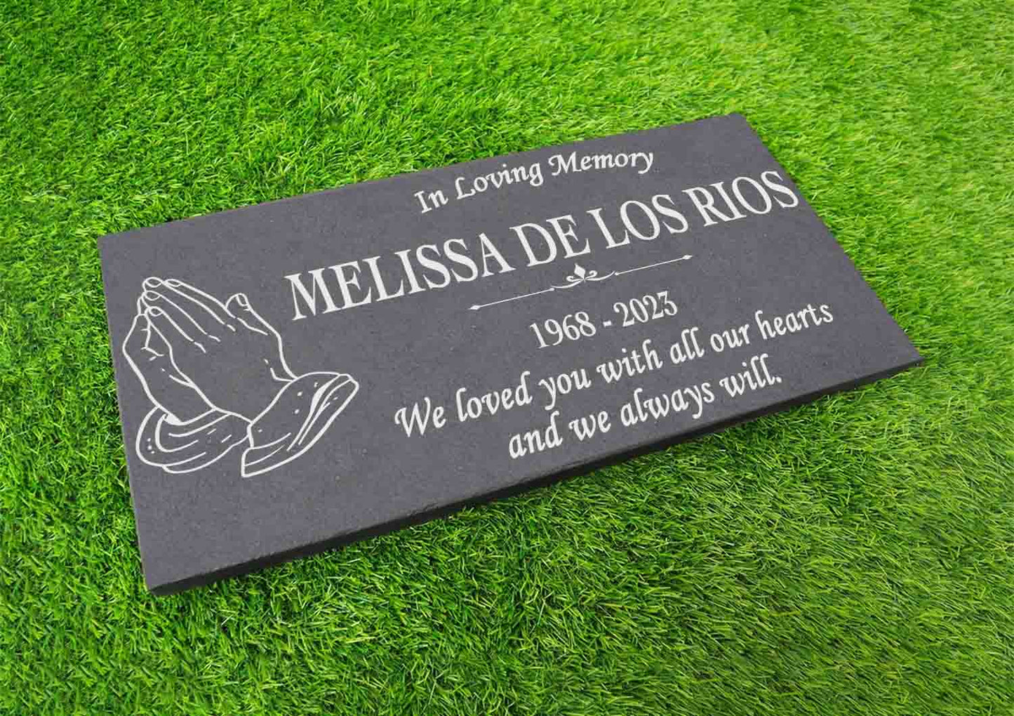 Memorial Stone Gray Slate for Mom Dad, Personalized In Loving Memory Memorial Stone, Engraved Customized Memorial Plaque,Garden Grave Marker