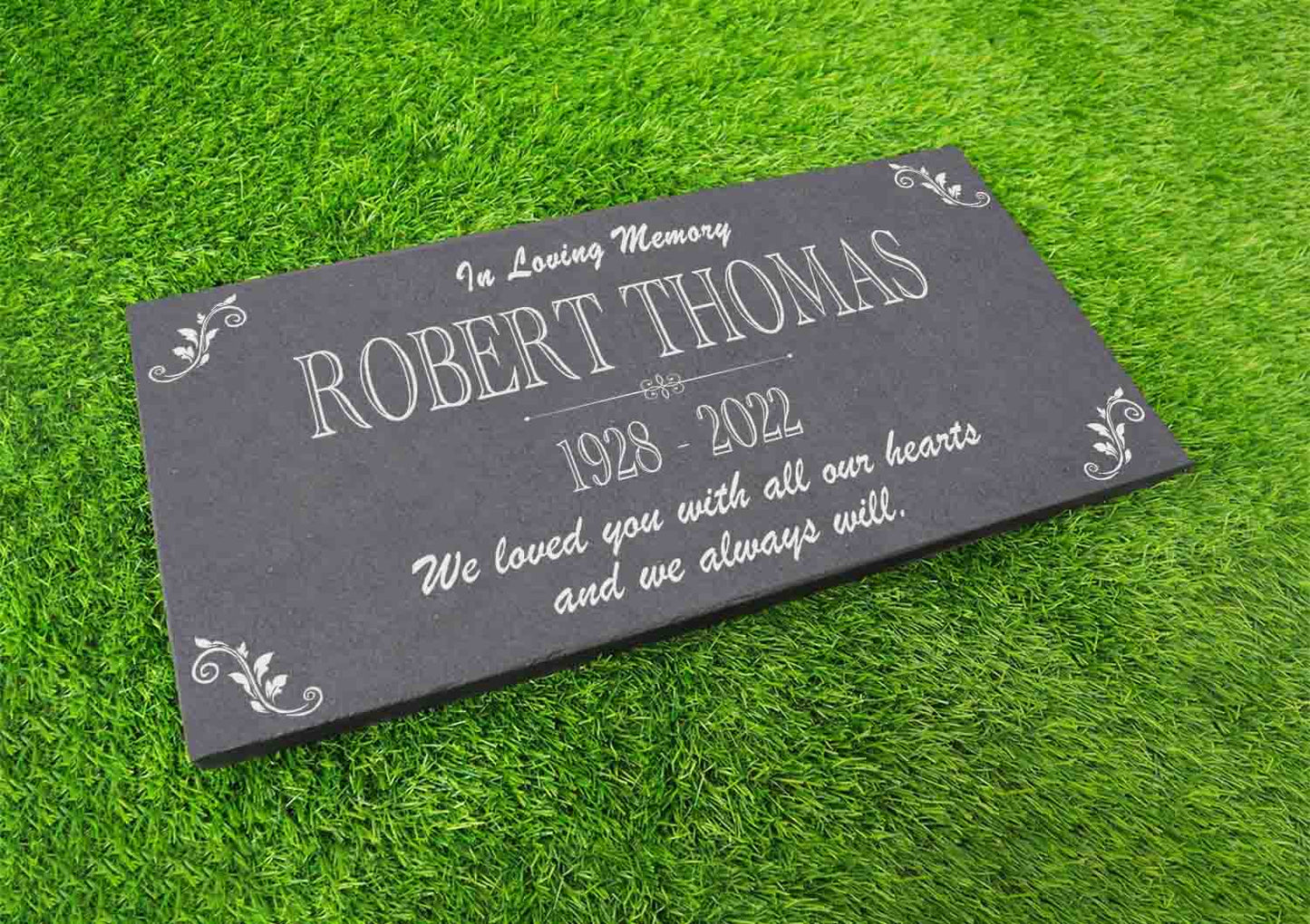 Memorial Stone Gray Slate for Mom Dad, Personalized In Loving Memory Memorial Stone, Engraved Custom Memorial Plaque, Custom Grave Marker