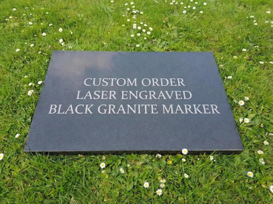 Custom Black Granite Memorial Stone Large - Standard Sizes 48x36, 24x12 Personalized Headstone Grave Custom Cut & Engraved Monument Marker