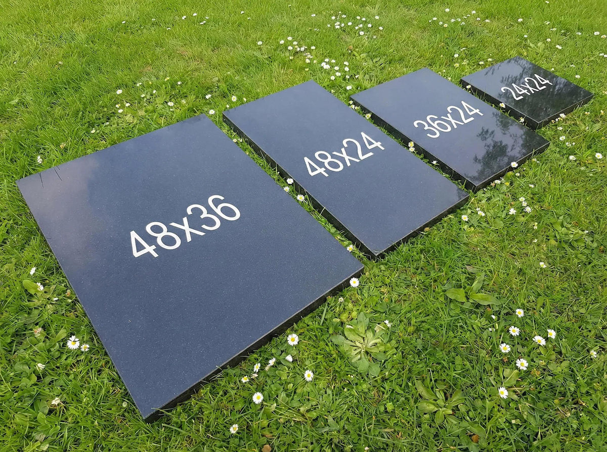 Custom Black Granite Memorial Stone Large - Standard Sizes 48x36, 24x12 Personalized Headstone Grave Custom Cut & Engraved Monument Marker