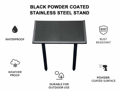 Personalized Black Granite Headstone, Tombstone with Photo 24x12 Memorial Grave Marker with Metal Stand, Graveyard sign