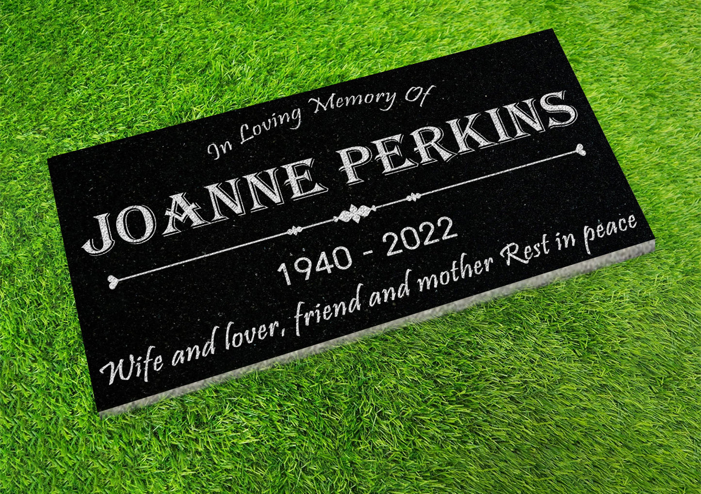 Custom Memorial Stone Black Granite, Memorial Grave Marker Headstone, Condolences Garden Marker