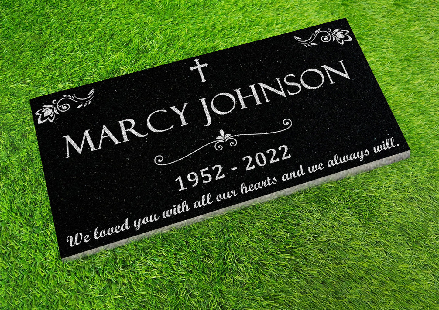 Custom Memorial Stone Black Granite, Memorial Grave Marker Headstone, Condolences Garden Marker