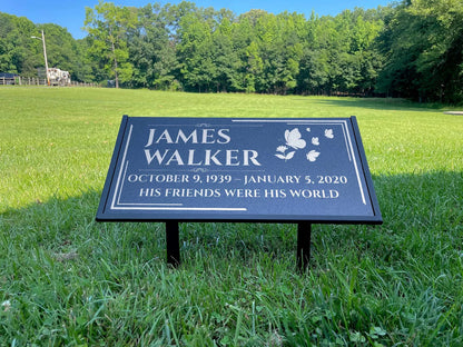 Personalized Black Granite Headstone, Tombstone – 12x6 & 24x12 Memorial Grave Marker with Metal Stand, Graveyard sign