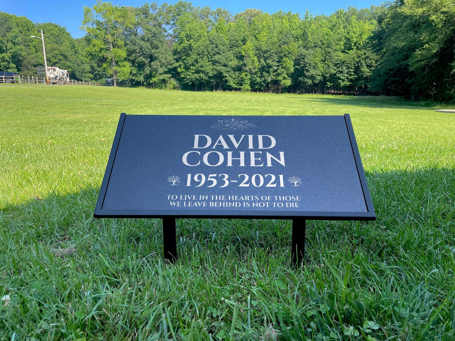 Personalized Black Granite Headstone, Tombstone – 12x6 & 24x12 Memorial Grave Marker with Metal Stand, Graveyard sign