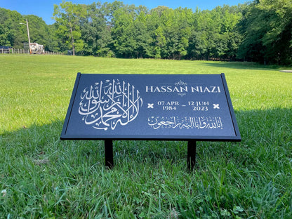 Personalized Black Granite Headstone, Tombstone – 12x6 & 24x12 Memorial Grave Marker with Metal Stand, Graveyard sign