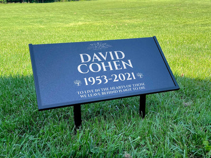Personalized Black Granite Headstone, Tombstone – 12x6 & 24x12 Memorial Grave Marker with Metal Stand, Graveyard sign