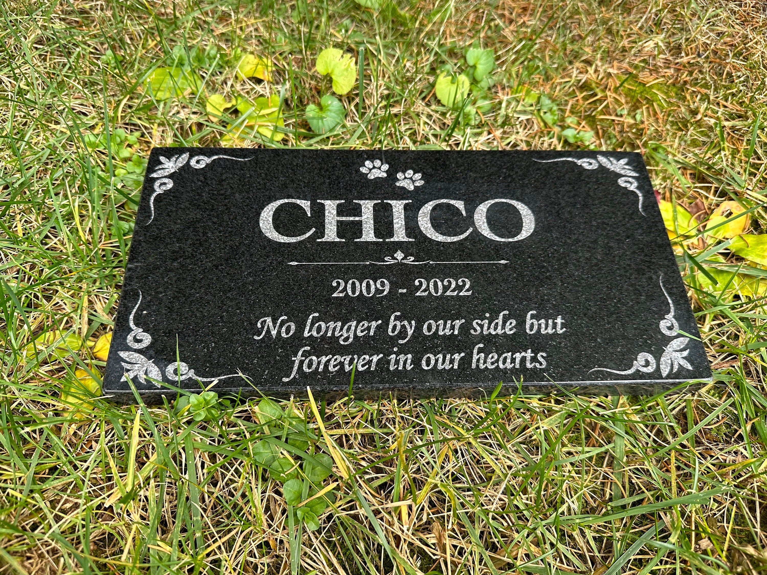 Black Granite Pet Headstone – Personalized Dog Memorial Stone