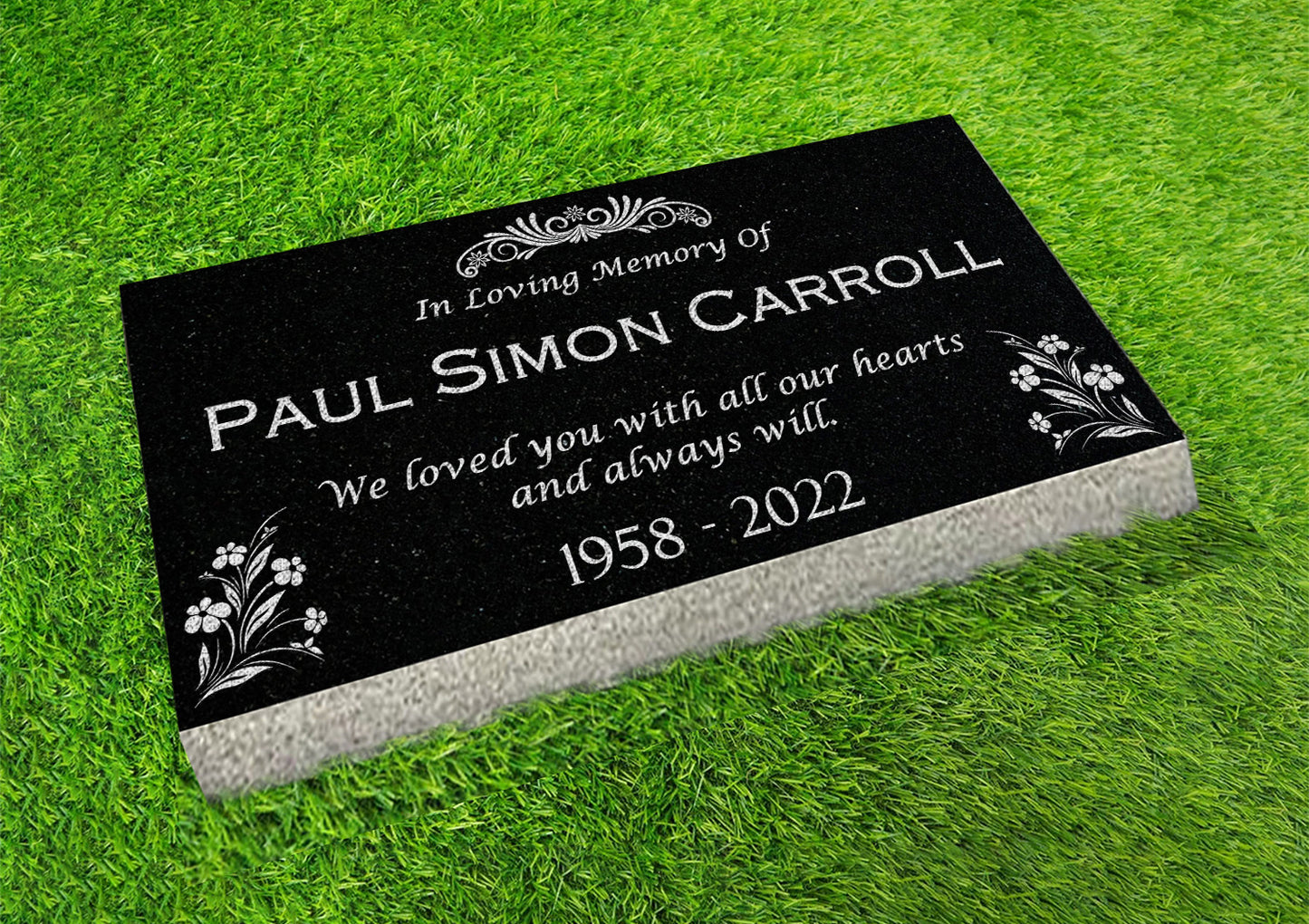 Custom Memorial Stone Black Granite, Memorial Grave Marker Headstone, Condolences Garden Marker