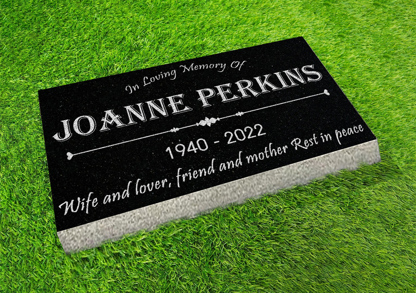 Custom Memorial Stone Black Granite, Memorial Grave Marker Headstone, Condolences Garden Marker