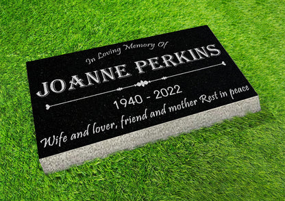 Custom Memorial Stone Black Granite, Memorial Grave Marker Headstone, Condolences Garden Marker