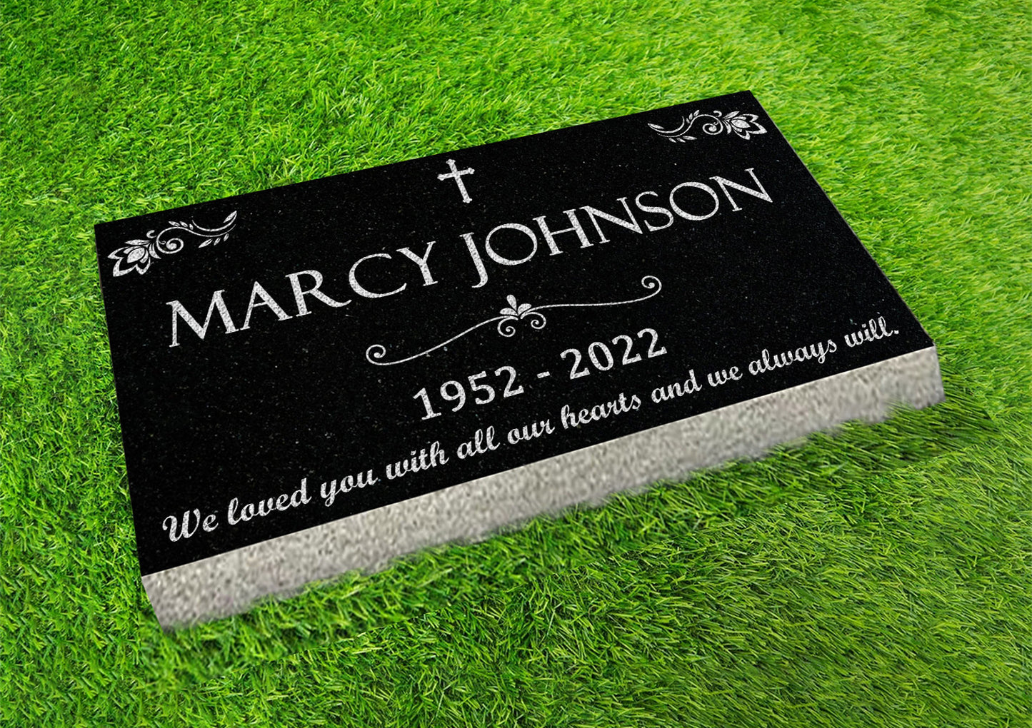 Custom Memorial Stone Black Granite, Memorial Grave Marker Headstone, Condolences Garden Marker