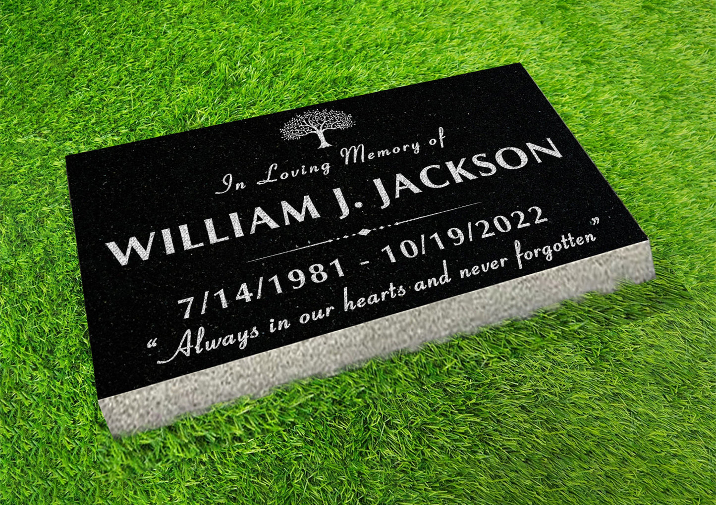 Custom Memorial Stone Black Granite, Memorial Grave Marker Headstone, Condolences Garden Marker