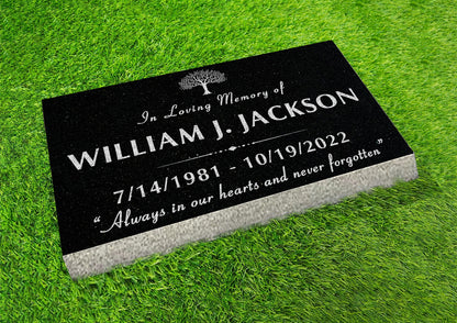 Custom Memorial Stone Black Granite, Memorial Grave Marker Headstone, Condolences Garden Marker