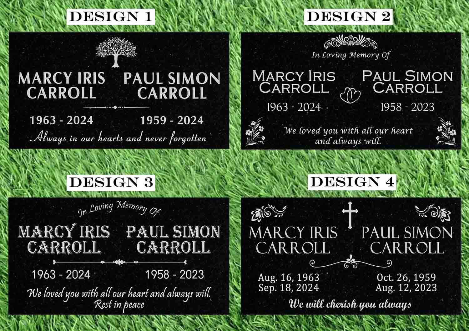 Companion Headstone – Black Granite Grave Marker for Couples