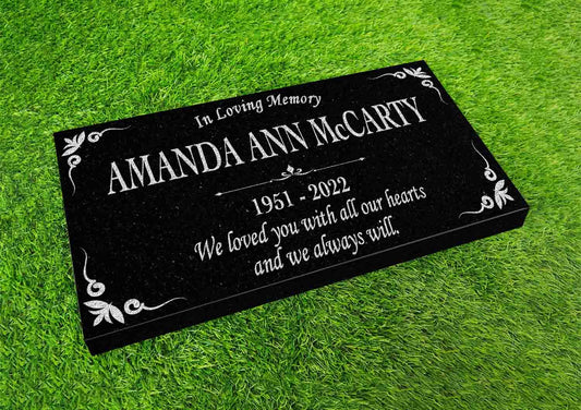 Memorial Stone for Mom Dad, Personalized 24" x 12" x 4" Memorial Stone, Customized Engraved Granite Stone, Personalized Cemetery Memorial
