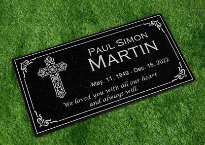 Personalized Black Granite Memorial Stone - Custom Grave Marker, Headstone, Condolence Gift Garden Memorial 6x12, 12x12, 12x18, 12x24 1-inch