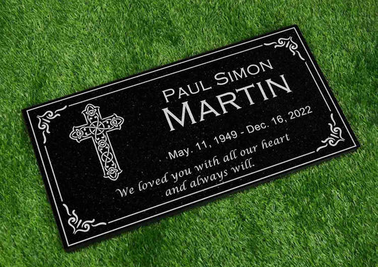 Personalized Black Granite Memorial Stone - Custom Grave Marker, Headstone, Condolence Gift Garden Memorial 6x12, 12x12, 12x18, 12x24 1-inch