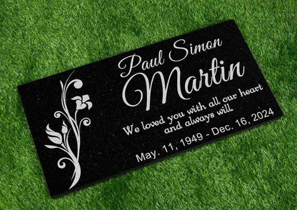 Personalized Black Granite Memorial Stone - Custom Grave Marker, Headstone, Condolence Gift Garden Memorial 6x12, 12x12, 12x18, 12x24 1-inch