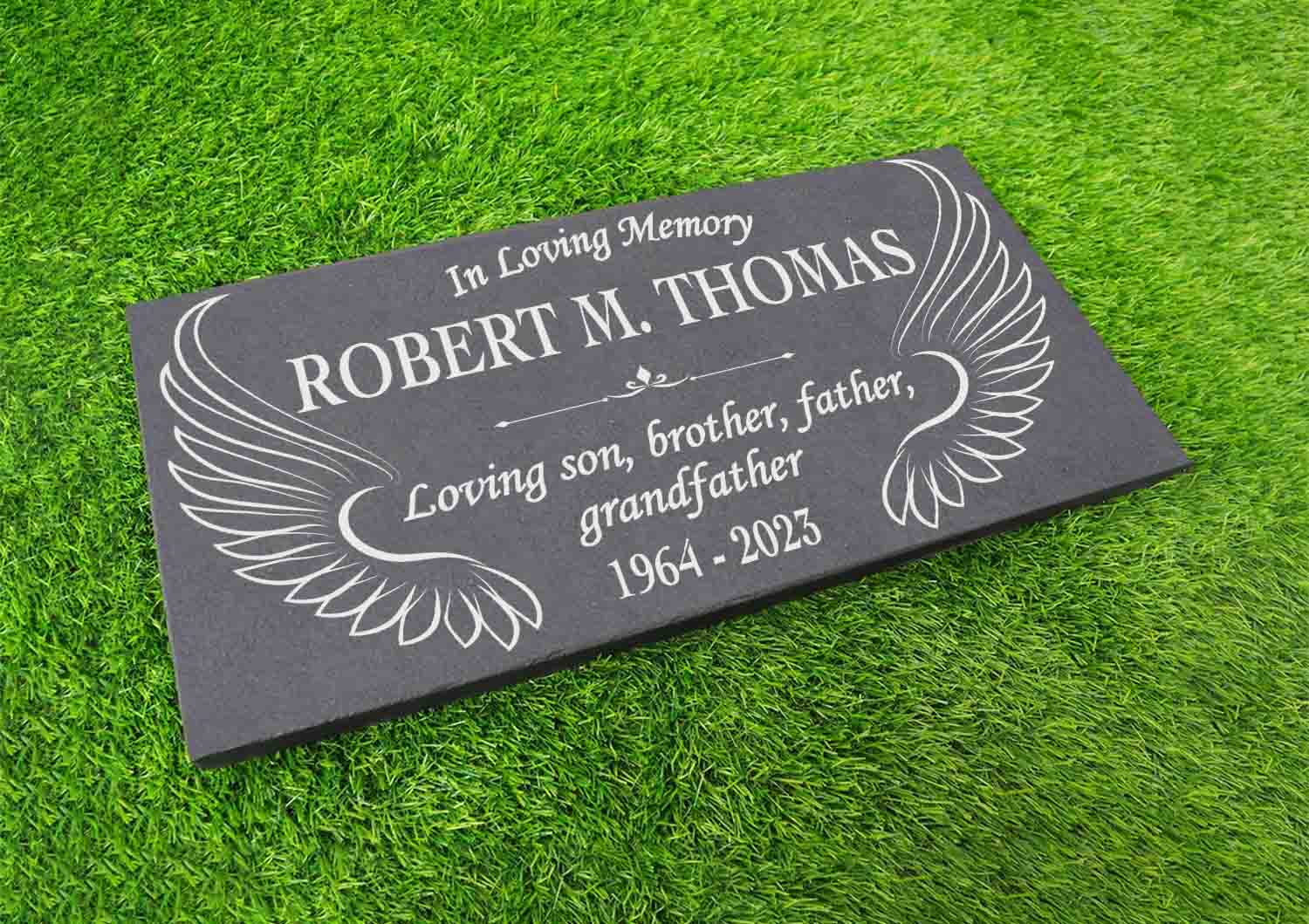 Angel Wings Christian Headstone – Slate Memorial Grave Marker