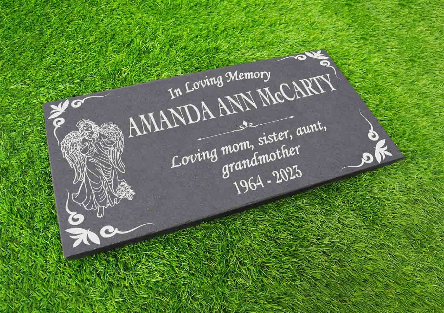 Angel Wings Christian Headstone – Slate Memorial Grave Marker