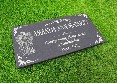 Angel Wings Christian Headstone – Slate Memorial Grave Marker