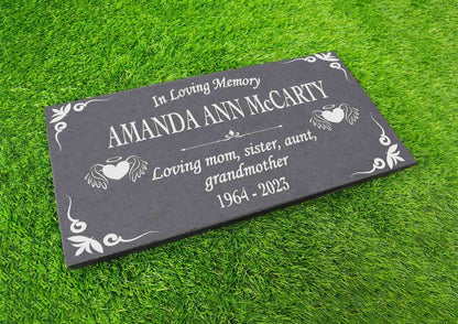 Custom Memorial Angel Wings Jesus Christ Stone Personalized Garden Angels God Indoor Outdoor Yard Grave Engraved Slate Headstone Marker