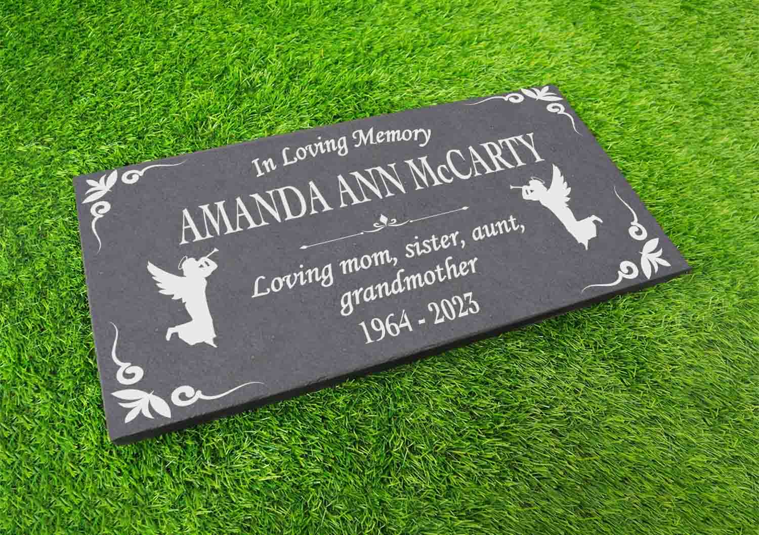 Angel Wings Christian Headstone – Slate Memorial Grave Marker