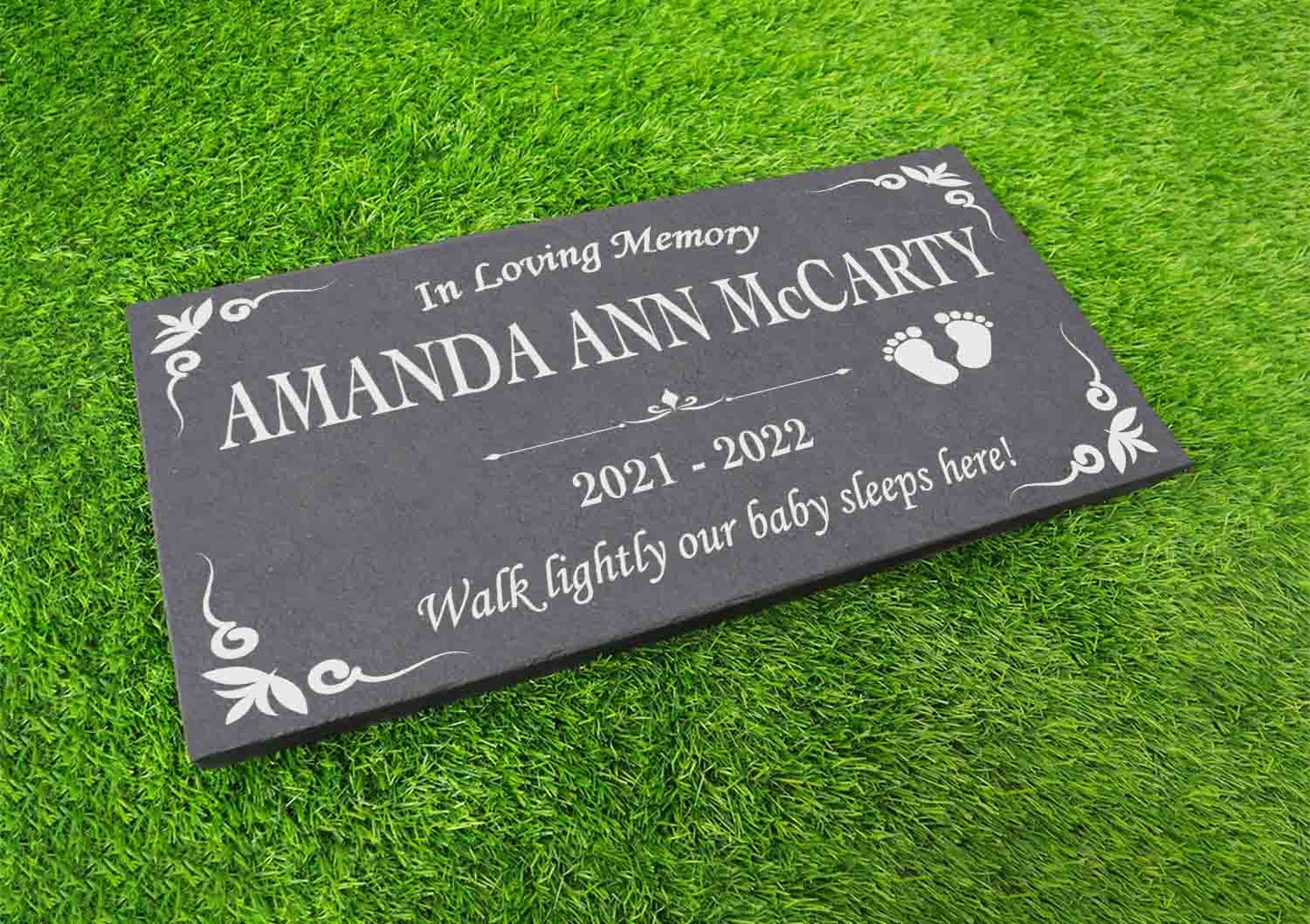 Personalized Baby Memorial Stone, Baby Loss Stone, Garden Yard Indoor Outdoor Infant Child Engraved Plaque Son Daughter Angel Bear Design