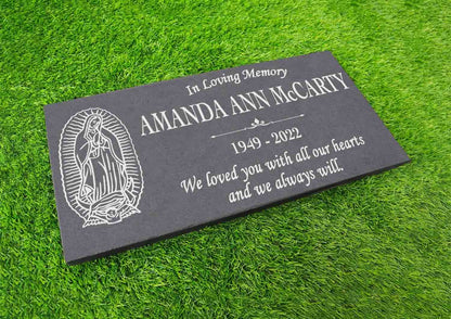 Memorial Stone Gray Slate for Mom Dad, Personalized In Loving Memory Memorial Stone, Engraved Customized Memorial Plaque,Garden Grave Marker